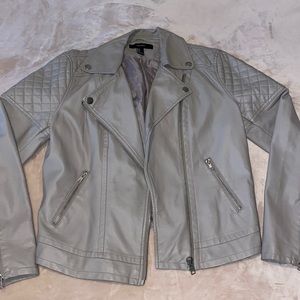 Forever 21 Grey Leather Moto Jacket